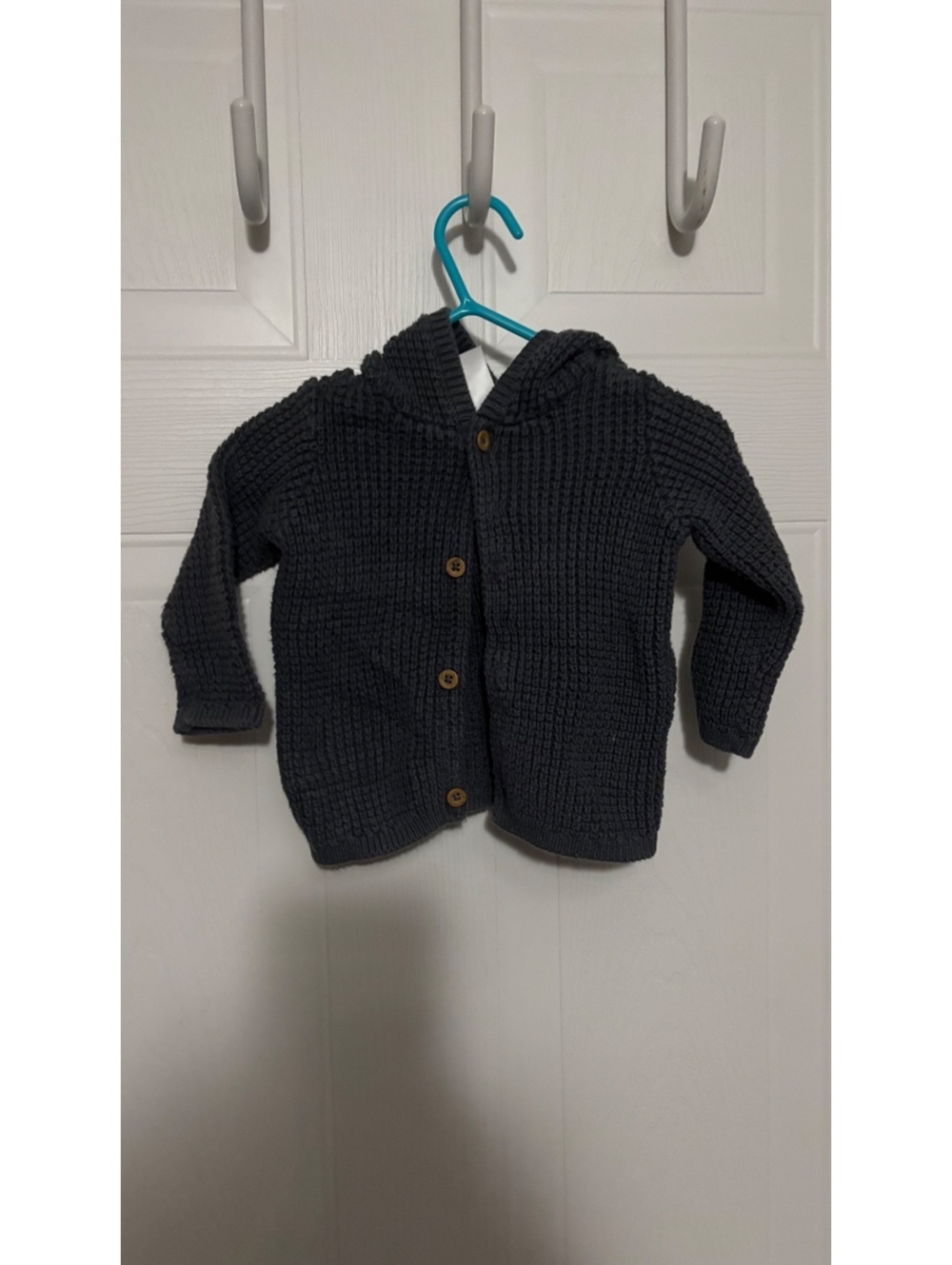 Carter's Baby 6M Dark Gray Hooded Knit Cardigan Sweater